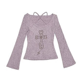 Y2K Knitted Purple Crop Top