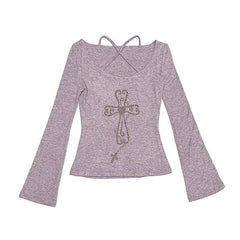 Y2K Knitted Purple Crop Top