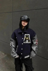 Letter Embroidery Varsity Jacket