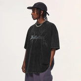 Lightning Printed Washed Oversized T-shirt