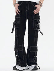 Multi Pocket Wide Leg Jean