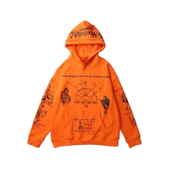 Retro Skull Graffiti Printed Hoodie