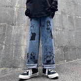 Oversized Anime Printed Denim Jeans