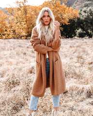 Park City Pocketed Hooded Coatigan - Camel