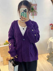 Purple Cardigan Sweater
