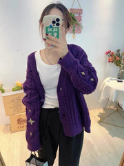 Purple Cardigan Sweater