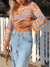Rainbow Stripe Crochet Knit Sweater - HouseofHalley