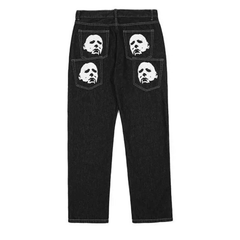 Retro Bat Art Embroidery Jeans