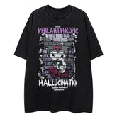 Retro Cartoon Graffiti Printed T-Shirt