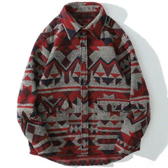 Retro Patchwork Geometric Pattern Shirt