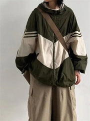 Retro Patchwork Hooded Jacket