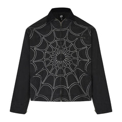 Retro Spider Web Embroidered Jacket