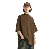 Ripped Mock Neck Oversized T-Shirt