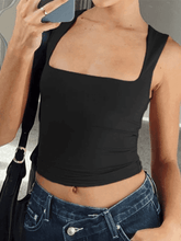 Simple Black Cropped Tank Top - HouseofHalley
