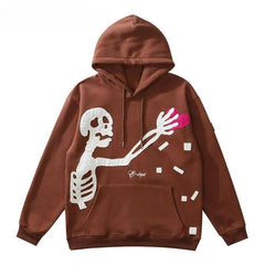Skeleton Heart Patch Fleeced Hoodie