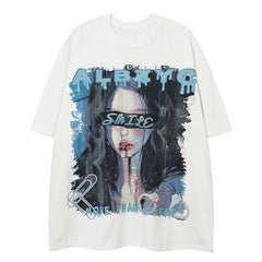 "SMILE" Anime Girl Printed T-Shirt