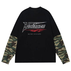 Spliced Long Sleeve T-Shirt