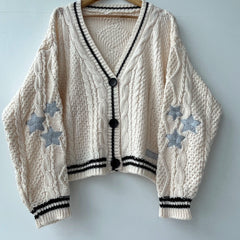 Star Embroidery V-neck Cardigan