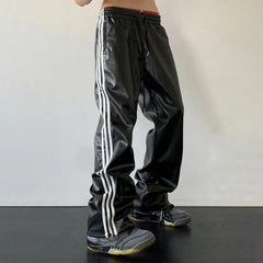 Straight Casual Leather Pants