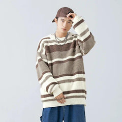 Stripe Embroidery Knitting Sweater