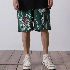 "THUNDER" Graffiti Print Short