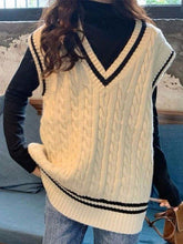 V Neck Graceful Cable Knit Sweater