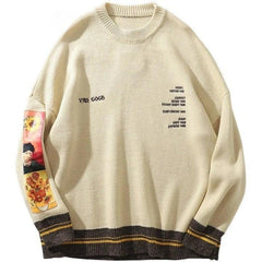 Van Gogh Embroidery Knitted Sweater