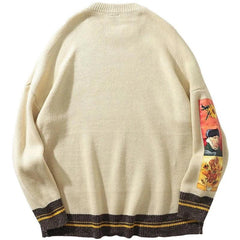 Van Gogh Embroidery Knitted Sweater