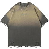 Vintage Embroidery Ripped T-Shirt