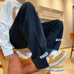 Vintage Jacquard Slit Straight-Leg Pants