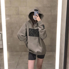 Vintage Letter Print Oversized Hoodie