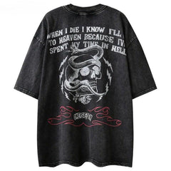 Vintage Snake Skeleton Print T-Shirt