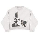 White Retro Knitted Sweater