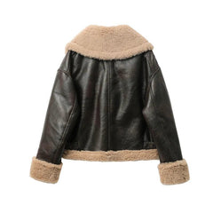 Women's Brown Faux Fur Short Jacket