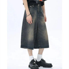 Retro Wide Leg Denim Short