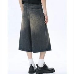 Retro Wide Leg Denim Short