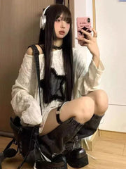 Y2k Aesthetic Star Print Ripped T-shirt