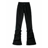Y2K Black Ruched Flare Solid Jeans