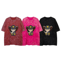 Y2K Elephant Patchwork Ripped T-Shirt