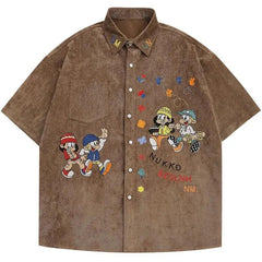 Y2K Embroidery Cartoon Printed Shirt