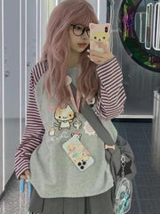 Y2k Harajuku Kawaii Striped Sweatshirt