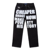 Y2k Letter Printed Black Pants