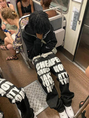 Y2k Letter Printed Black Pants