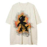 Y2K On Fire Cat Print Oversized T-Shirt