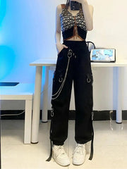 Y2k Pocket Chain Patchwork Pant