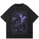 Y2K Purple Graphic Horror Castle T-Shirt