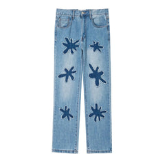 Y2K Retro Burnt Flowers Denim Jean
