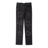 Y2K Retro Burnt Flowers Denim Jean