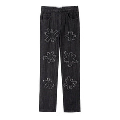 Y2K Retro Burnt Flowers Denim Jean