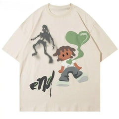 Y2K Skull Heart Oversize T-Shirt